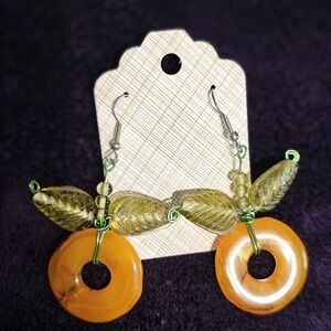Vibrant Orange and Green Hoop Earrings